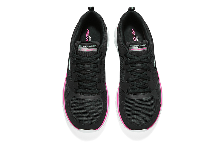 Skechers TRACK Fabric Low top Casual Running Shoes Women’s Black Pink