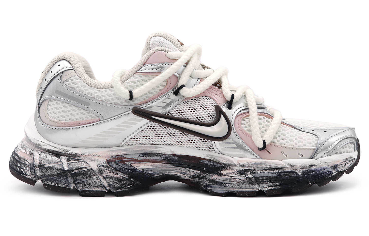 Nike V5 RNR Abrasion Resistant Breathable Low top Casual City Commuting Running Shoes Women’s Silver Gray Pink