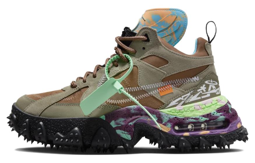OFF-WHITE x x Nike Air Terra Forma \"Matte Olive\" Simple and comfortable low-cut outdoor functional shoes for men and women, brown and green