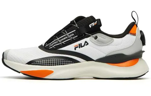 FILA Athletics Trendy Textile, Synthetic Leather Low top Marathon Running Shoes Men's White Black Orange