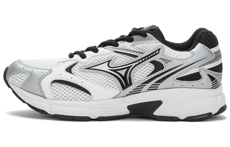 Mizuno Speed 2K trendy retro leather shock-absorbing, wear-resistant and breathable low-top running shoes for men and women, white silver and black