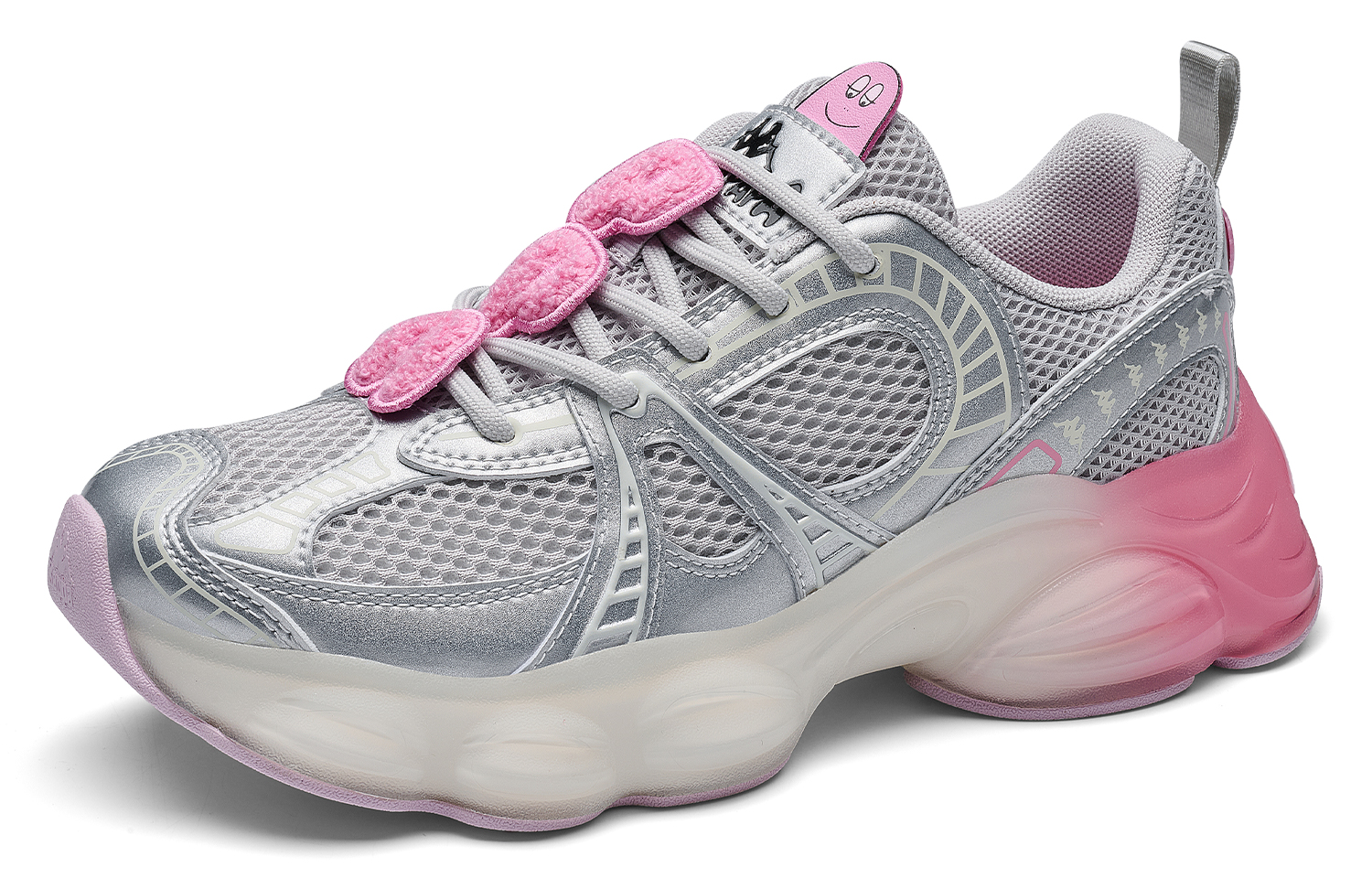 BARBAPAPA x Kappa Abrasion Resistant Low top Casual Running Shoes Women’s Cool Gray Silver Pink Peony