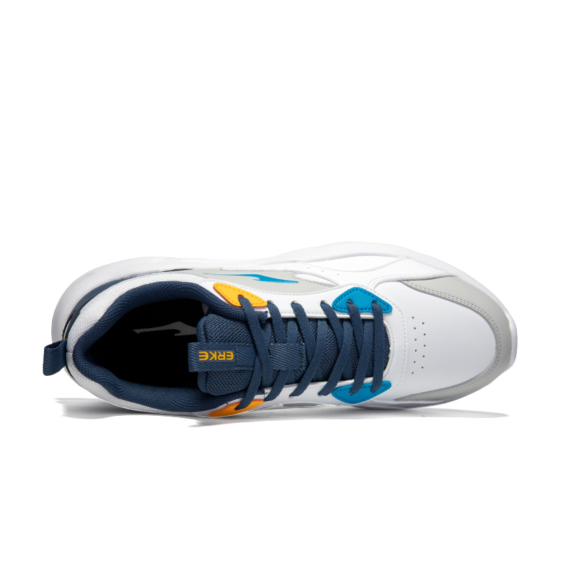 Erke Synthetic Leather, Textile Cushioning, Wear Resistant Low top Casual Running Shoes Men’s Mist Gray