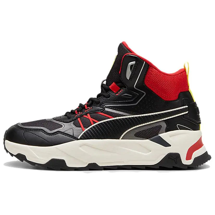 PUMA Scuderia Ferrari Trendy Slip-Resistant Abrasion-Resistant High-top Running Shoes Men's Black