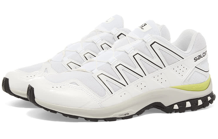 SALOMON Mesh, Textile Cushioning Slip Resistant Abrasion Resistant Lightweight Low top Running Shoes Men’s White Green