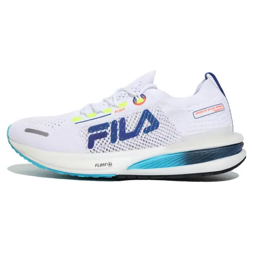 FILA FLOAT ELITE Comfortable Abrasion Resistant Low top Running Shoes Men's White Blue Korean Style