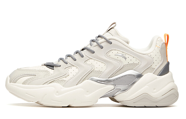 Anta Grand Slam Cushioning Abrasion Resistant Cushioning, Wear Resistant Low top Chunky Sneakers Men's Ivory White