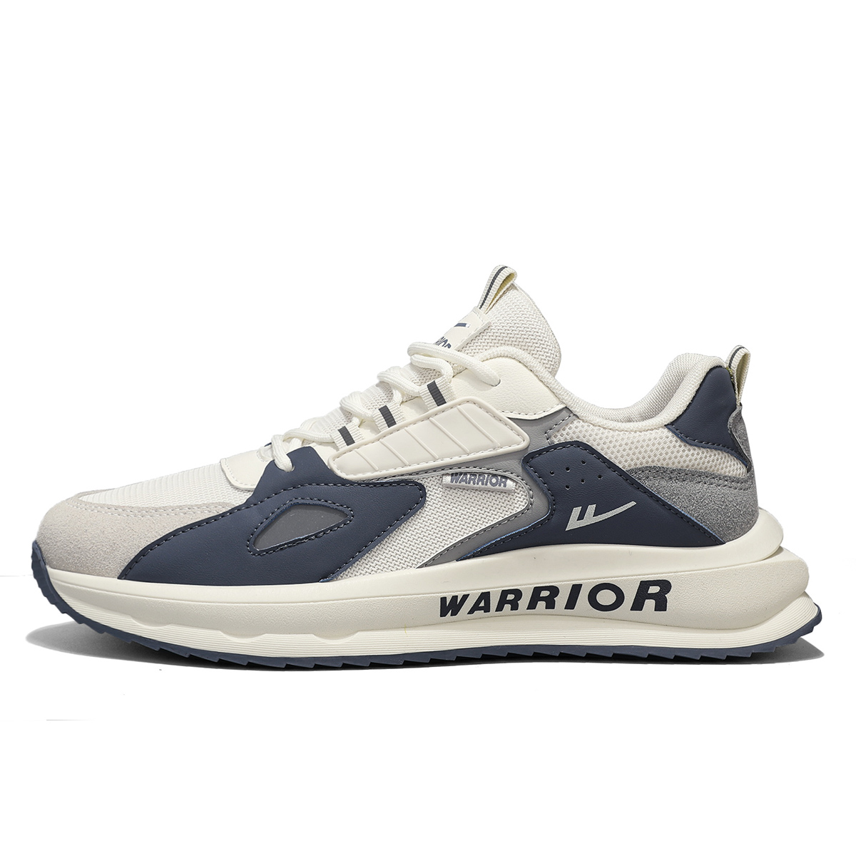 Warrior Height Increasing Abrasion Resistant Low top Running Shoes Men’s Beige Dark Blue Gray