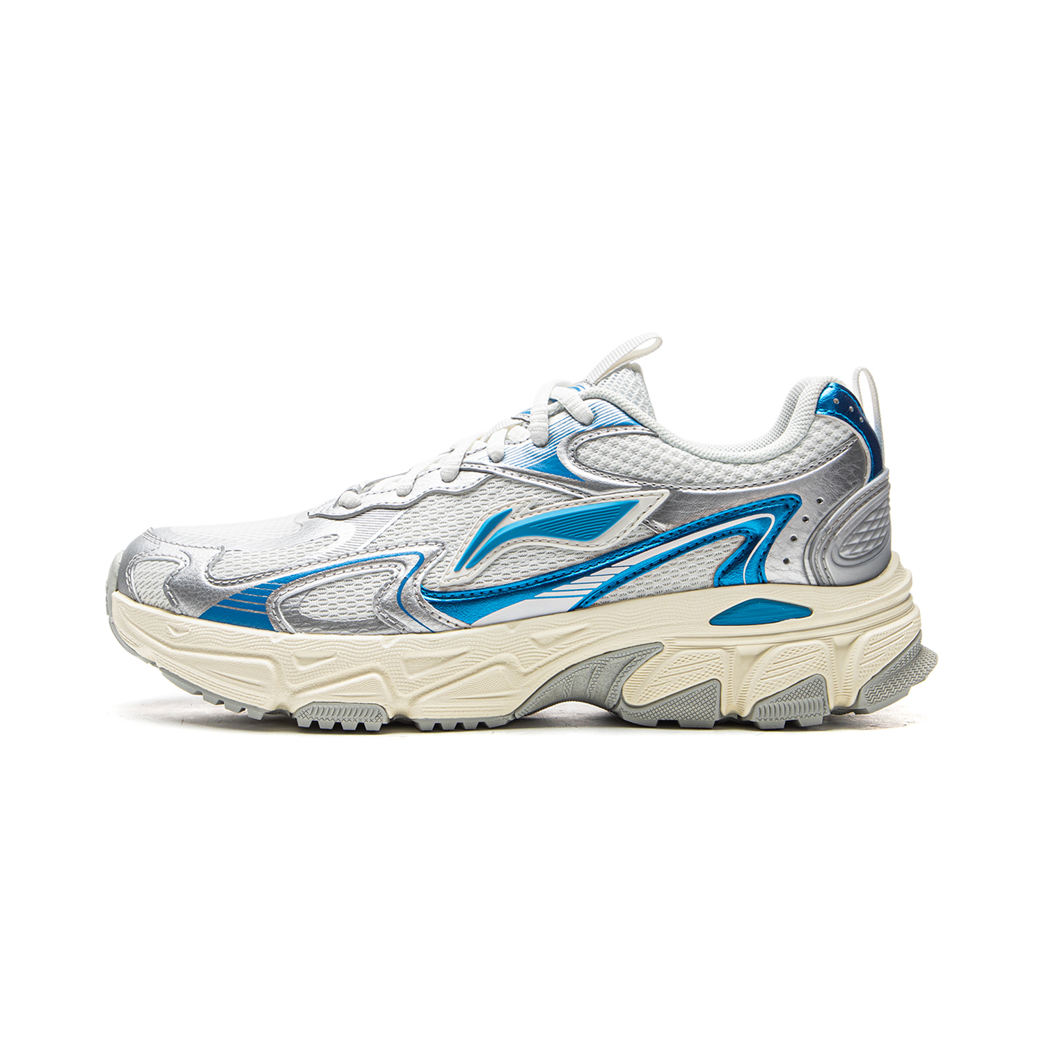 LiNing Cushioning, Slip Resistant, Abrasion Resistant, Rebound Low Top Running Shoes Women’s White Gray Silver