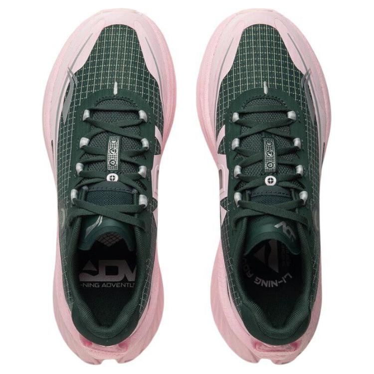 Li Ning De Lu Series Cushioning Slip Resistant Abrasion Resistant Rebound Low top Running Shoes Women’s Green Pink