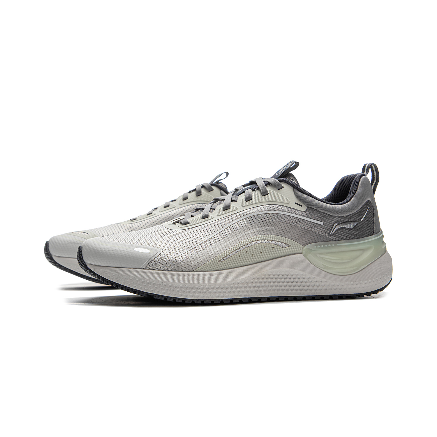 Li Ning Cushioning Slip Resistant Abrasion Resistant Lightweight Low top Running Shoes Men’s Gray