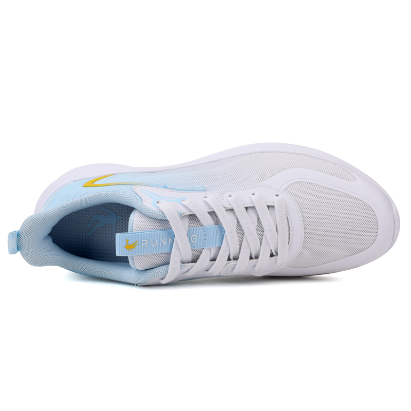 QIAODAN Synthetic Leather Cushioning Slip Resistant Breathable Low top Running Shoes Men’s White Blue