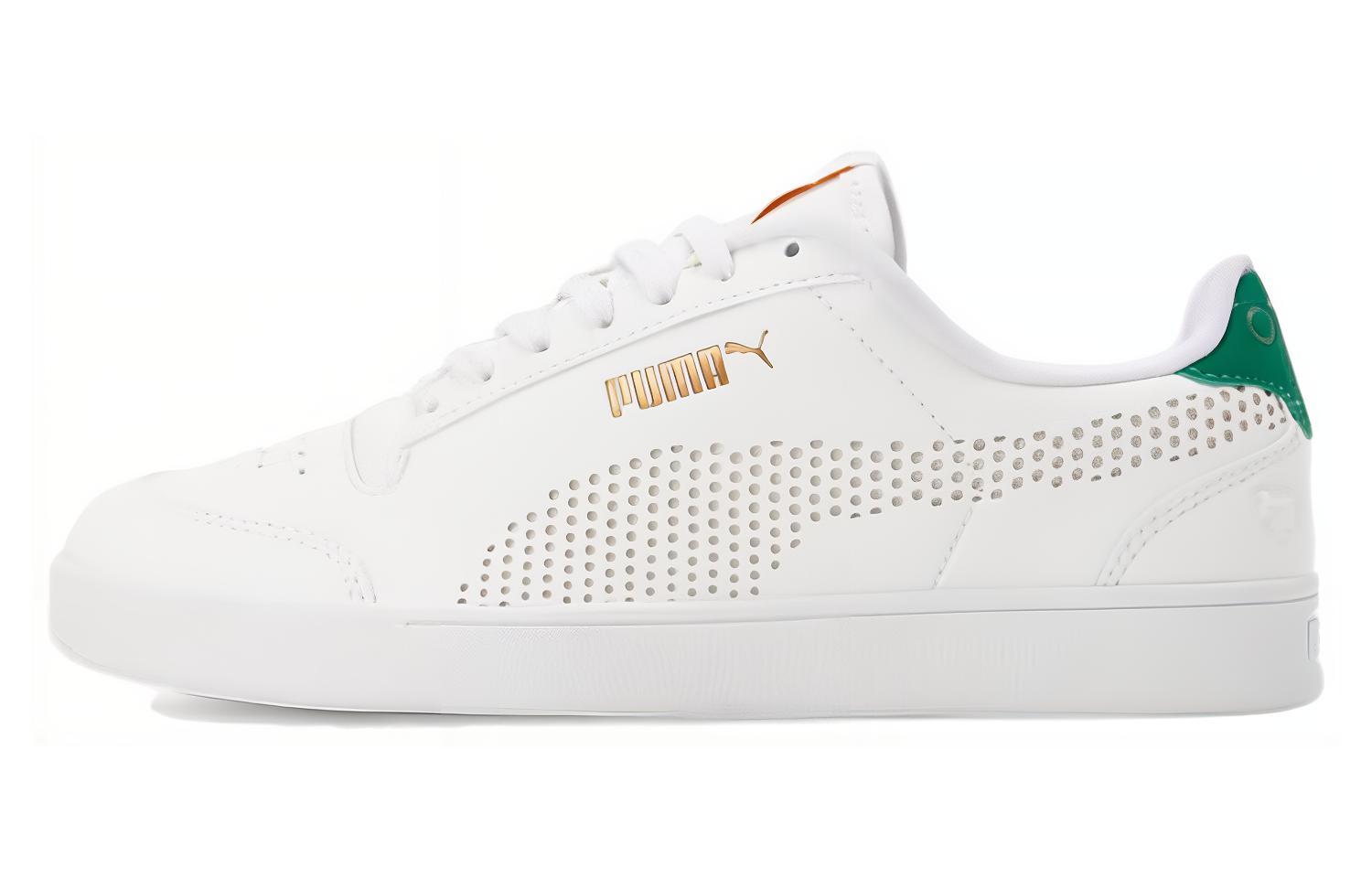 PUMA Shuffle Breathable Synthetic Leather Slip Resistant Abrasion Resistant Low top Running Shoes Men's White