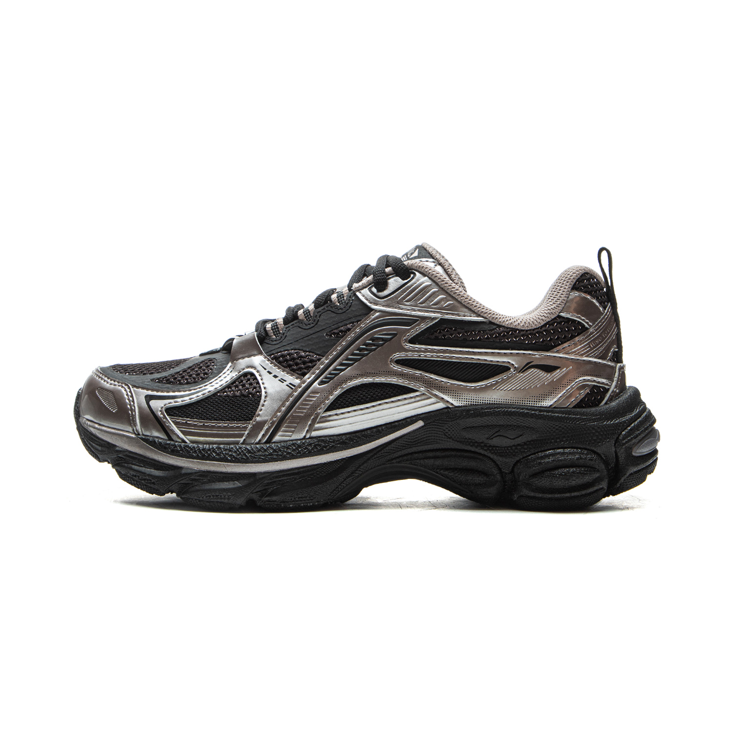 Li Ning Fuyao Boom Cushioning Slip Resistant Abrasion Resistant Rebound Low top Running Shoes Women’s Silver Black