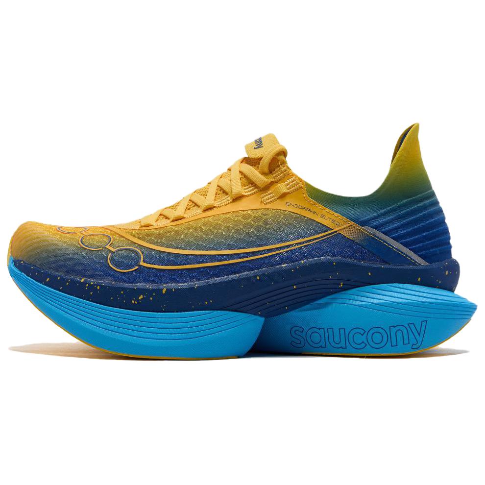 Saucony ENDORPHIN ELITE 2 Low top INCREDIRUN Toe Divider Carbon Plate Marathon Racing Running Shoes Men’s Yellow Blue