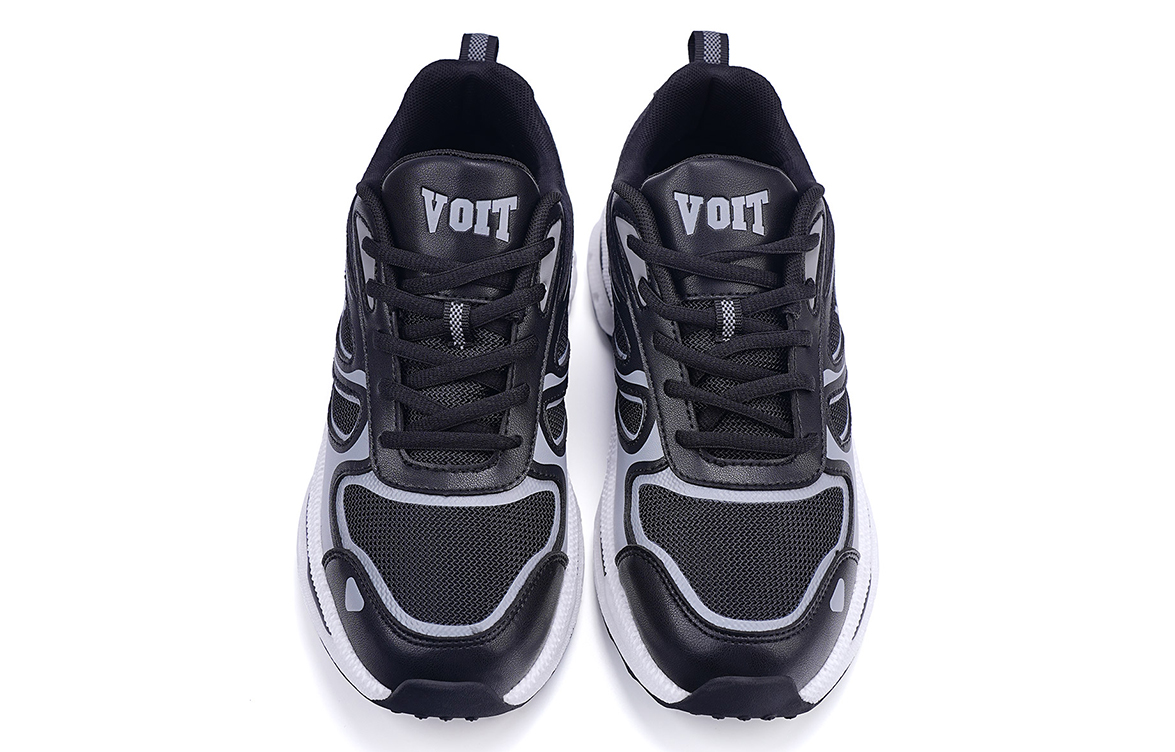 VOIT Cushioning Slip Resistant Breathable Low top Casual Sprint Running Shoes Unisex Black Gray