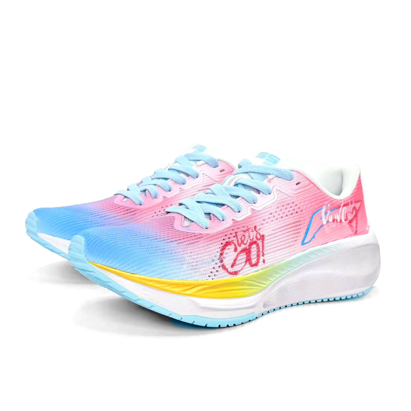 Li Ning Wuyue Rebound Low top Casual Long Distance Running Sprint Running Shoes Unisex Blue Pink