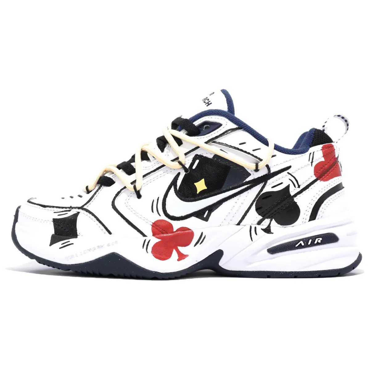 Nike Air Monarch 4 Crazy Poker Cards Slip Resistant Abrasion Resistant Low top Chunky Sneakers Unisex Black White