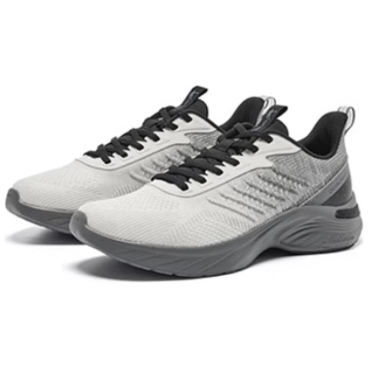 QIAODAN Synthetic Leather Abrasion Resistant, Lightweight, And Breathable Low top Casual Running Shoes Men’s White Gray