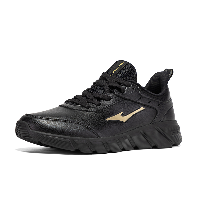 Erke Slip Resistant Abrasion Resistant Low top Running Shoes Men’s Black Gold