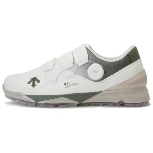 DESCENTE Slip Resistant Abrasion Resistant Low top Golf Shoes Unisex White Green