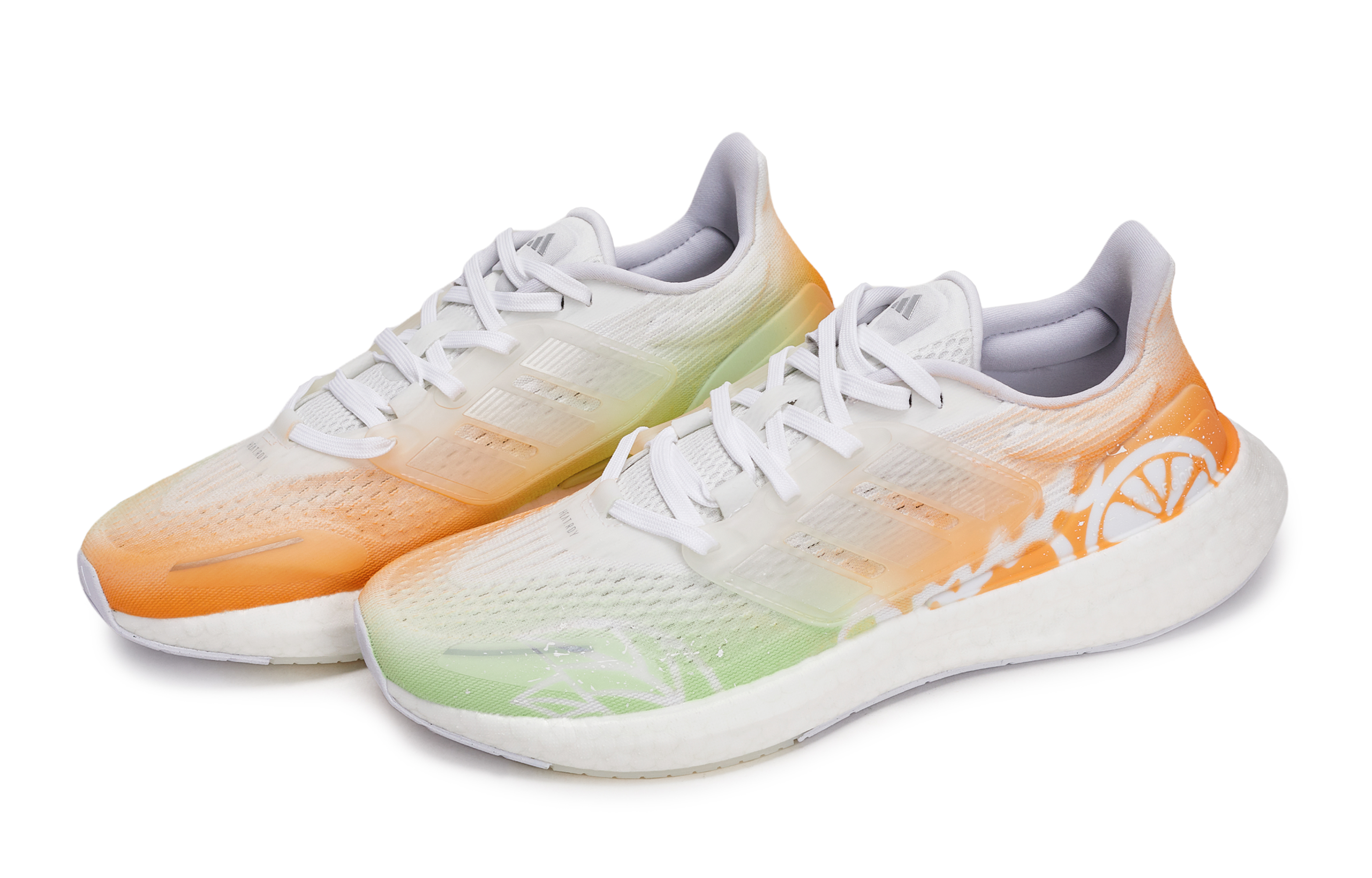 Adidas Pureboost 23 Abrasion Resistant Abrasion Resistant Low top Running Shoes Unisex White Orange Green