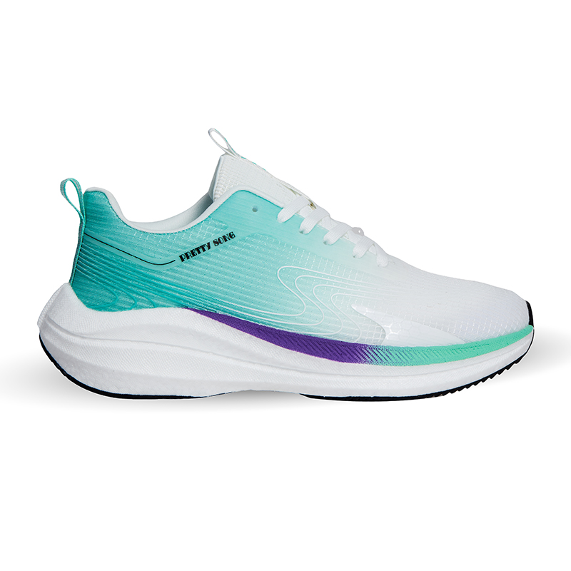 PRETTY SONG Cushioning Slip Resistant Abrasion Resistant Low top Casual Running Shoes Men’s Green Blue Mismatched
