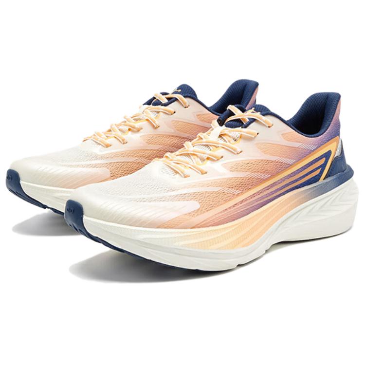 QIAODAN Breathable And Wear resistant Low top Casual Running Shoes Men’s White Orange Blue