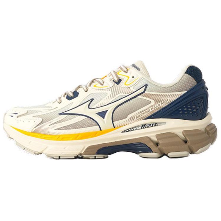 Кроссовки Mizuno Mizuno Halo Mix TPU (бежево-белые с синим, коричневым и желтым)