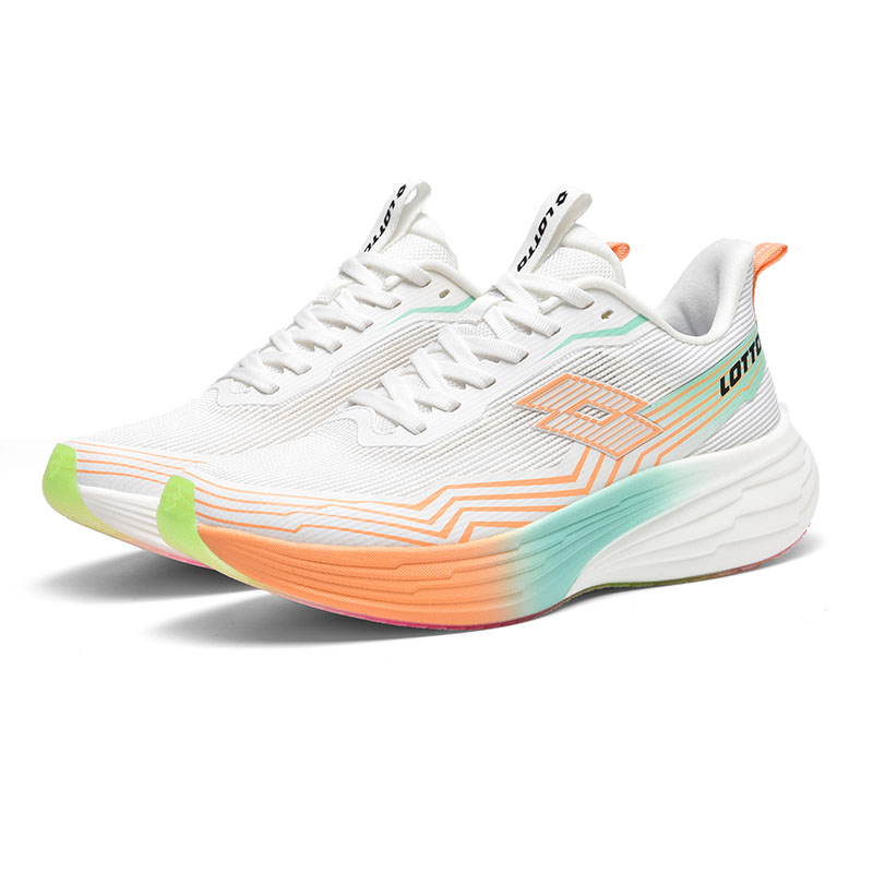 LOTTO Slip Resistant Abrasion Resistant Low top Carbon Plate Training Running Shoes Women’s White/Peach Green