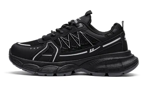 Warrior Black Warrior is lightweight, comfortable and versatile, breathable sports shoes, non-slip and wear-resistant, low-top casual running shoes, same style for men and women, black