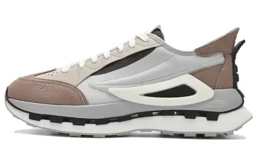 FILA KM Synthetic Leather Cushioning Low top Running Shoes Men's Gray Brown