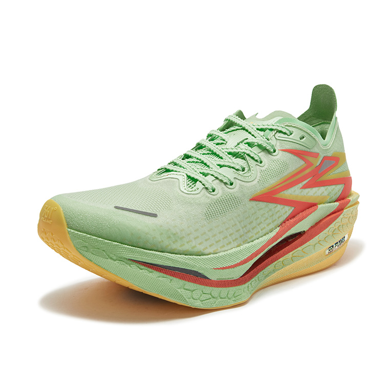 361° Flame 4 Low top Carbon Plate Marathon Training Race Running Shoes Unisex Green Yellow Mismatched