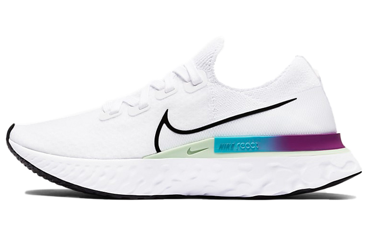 Женские кроссовки Nike React Infinity Run Flyknit 1 (черно-бело-фиолетовые)