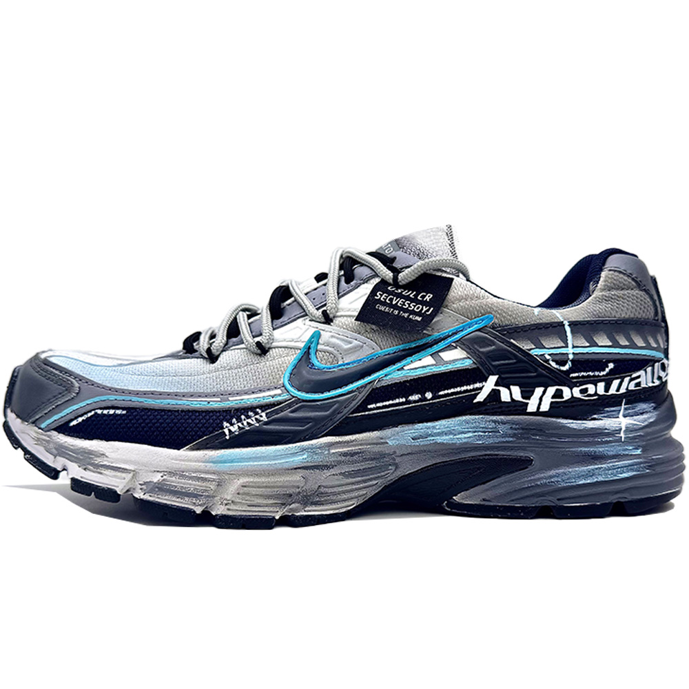 Nike Initiator Cow Split Leather Cushioning Low top Casual City Commuting Running Shoes Men’s Black White Blue