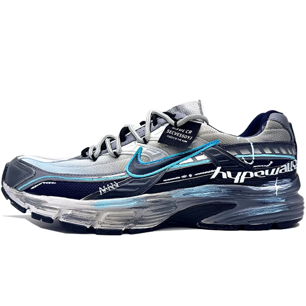 Nike Initiator Cow Split Leather Cushioning Low top Casual City Commuting Running Shoes Men's Black White Blue
