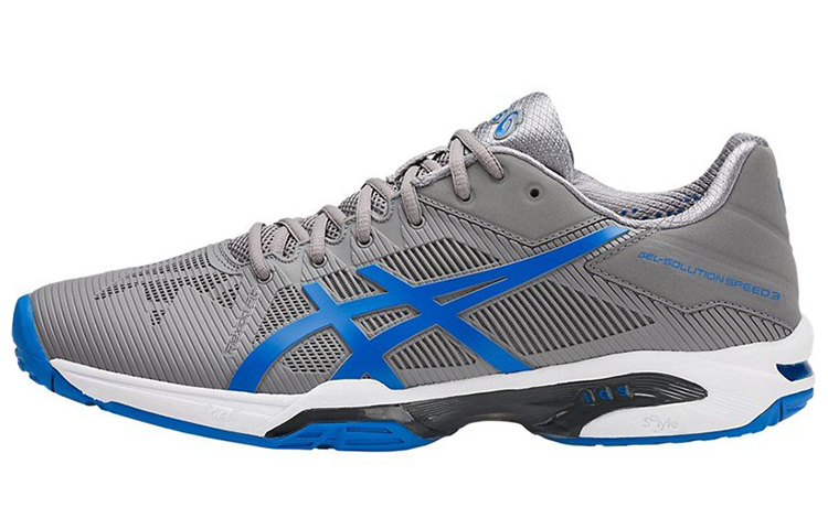 Asics Gel Solution Speed 3 OC Abrasion Resistant Low top Running Shoes Men's Gray Blue