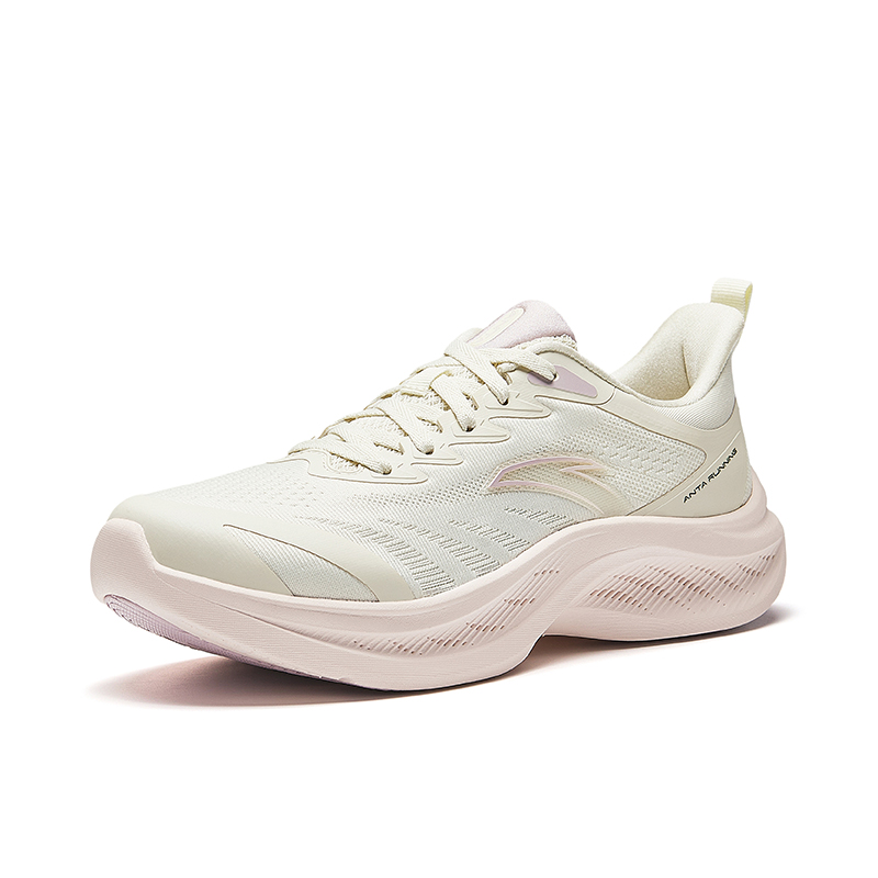 Anta Anti-Slip Wear-Resistant Breathable Lightweight Height Increasing Low-Top Casual Running Shoes Women’s White Gray