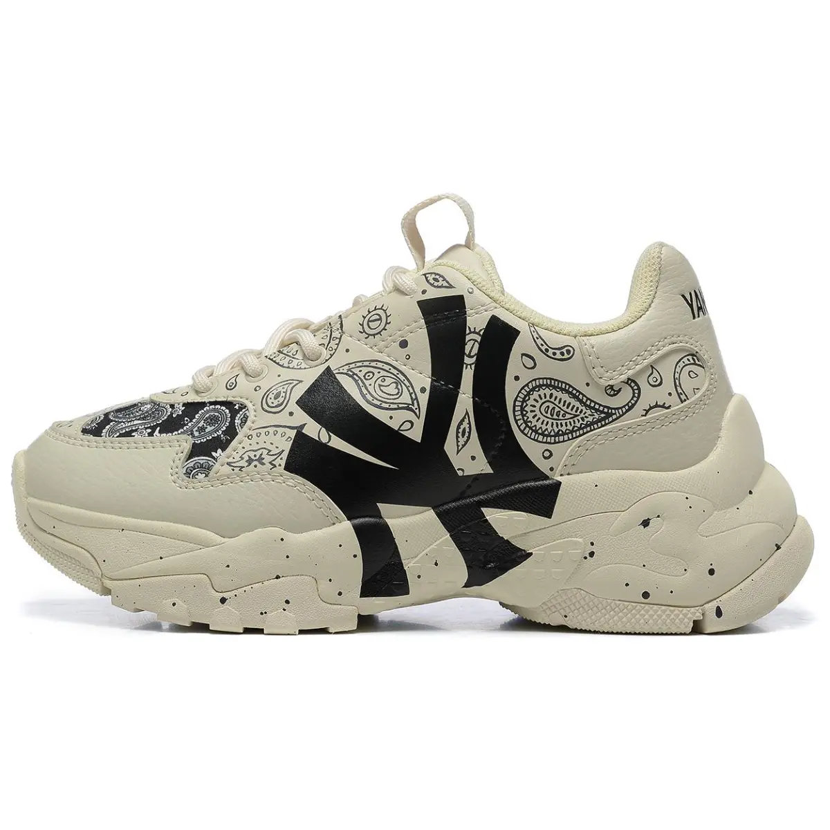 MLB Big Ball Chunky Pu Abrasion Resistant Height Increasing Low top Chunky Sneakers Unisex Beige