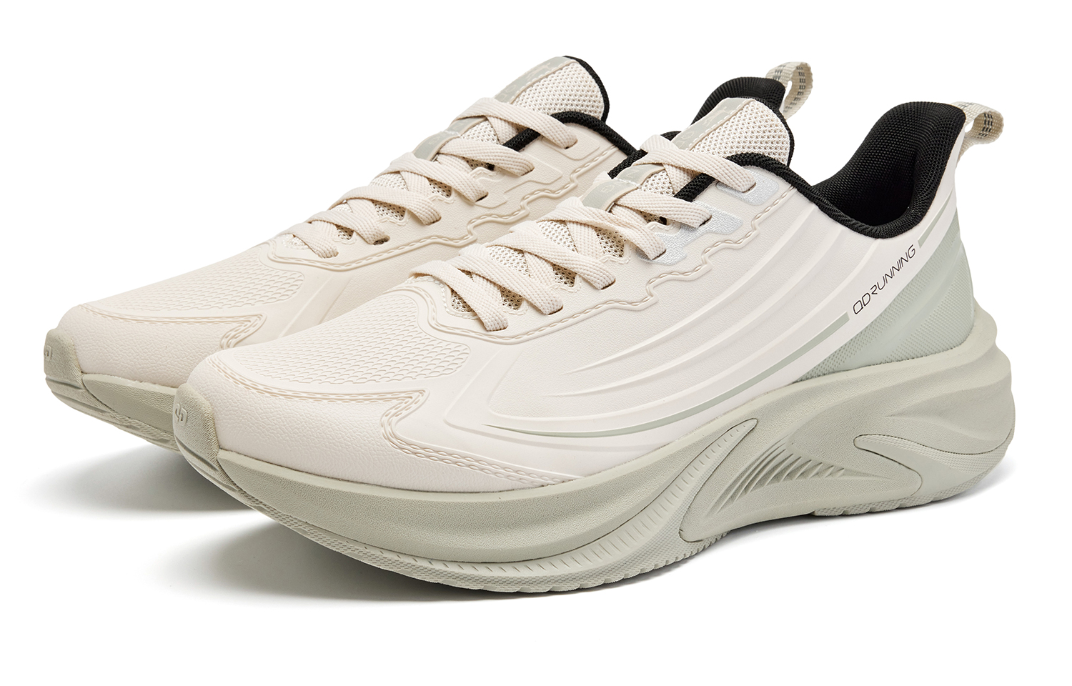 QIAODAN Rainwing 5.0 Running Shoes Men’s Low Top Antique Porcelain White, Black