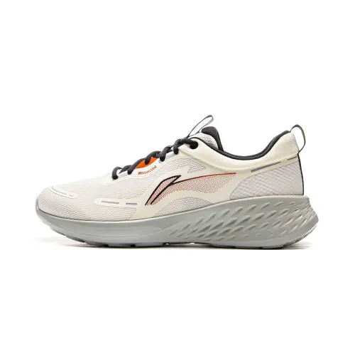 Li Ning Cushioning Slip Resistant Low top Casual Running Shoes Men's Mist White