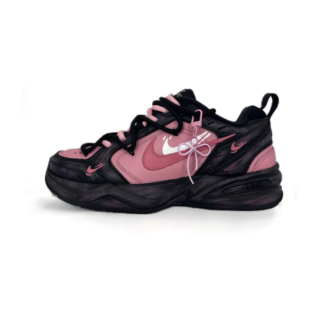Nike Air Monarch 4 Slip Resistant, Abrasion Resistant, Lightweight Low top Chunky Sneakers Unisex Black Pink