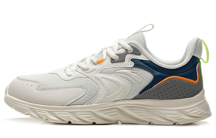 Anta Cushioning Slip Resistant Abrasion Resistant Breathable Lightweight Low top Running Shoes Men’s White Gray Blue