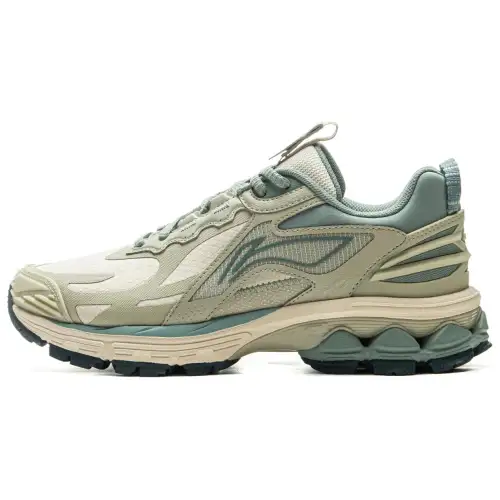 Li Ning Fuyao 2.0 Trail Slip Resistant Abrasion Resistant Low top Running Shoes Women's Green Beige