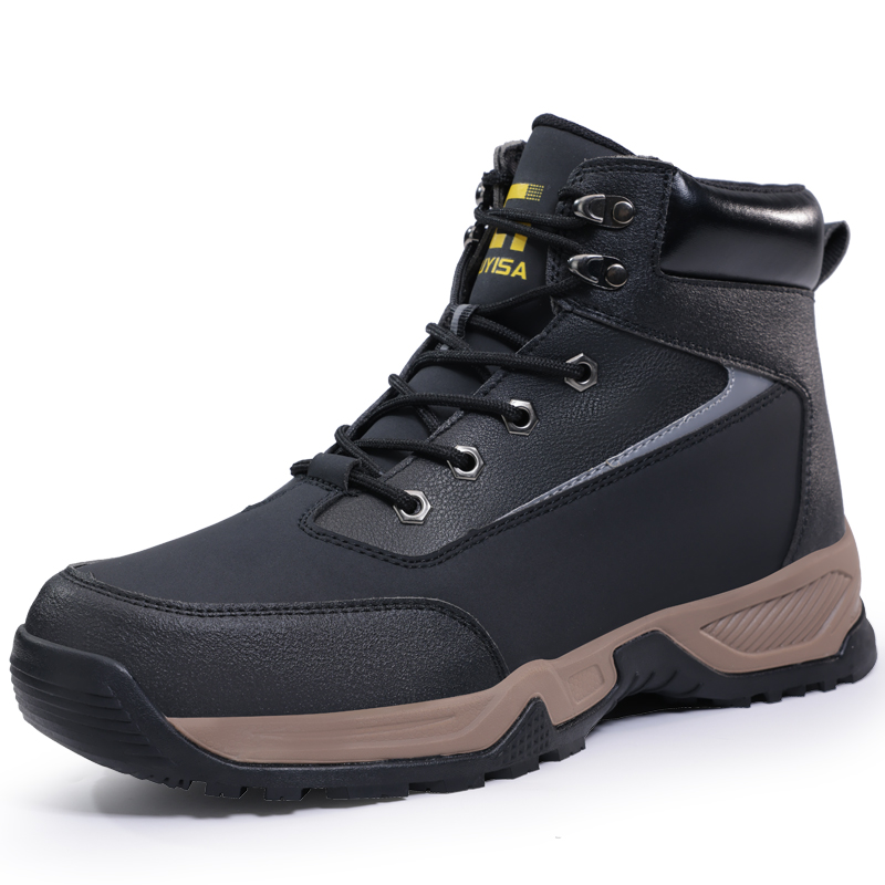 LANOUDUN Slip Resistant Abrasion Resistant High top Outdoor Shoes Unisex Black
