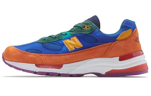 New Balance NB 992 Multi-Color retro low-top training running shoes for men and women, orange and blue, made in the United States