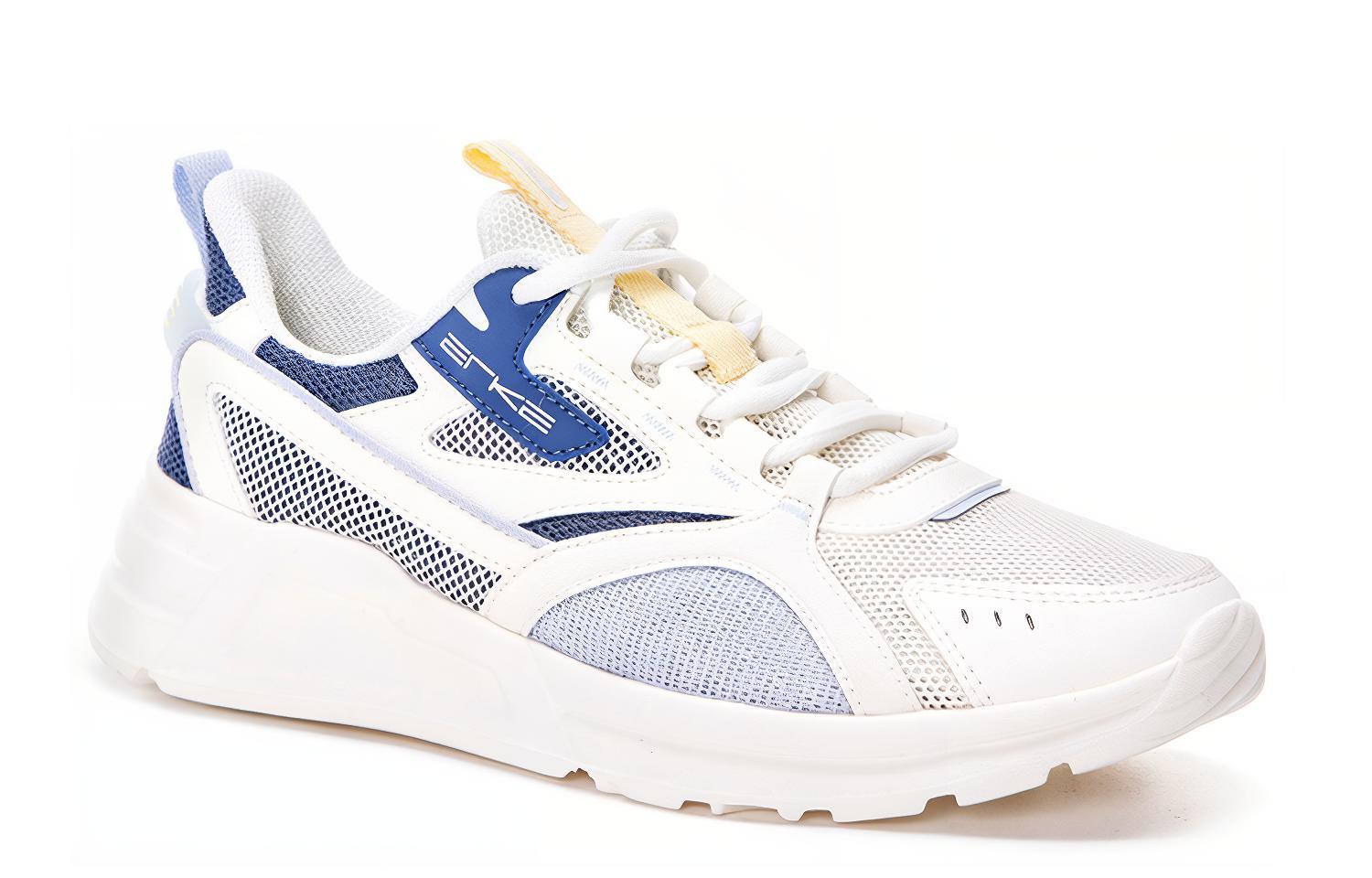 Erke Textile, Synthetic Leather Cushioning, Wear Resistant Low top Running Shoes Women’s Ivory White Smoke Blue