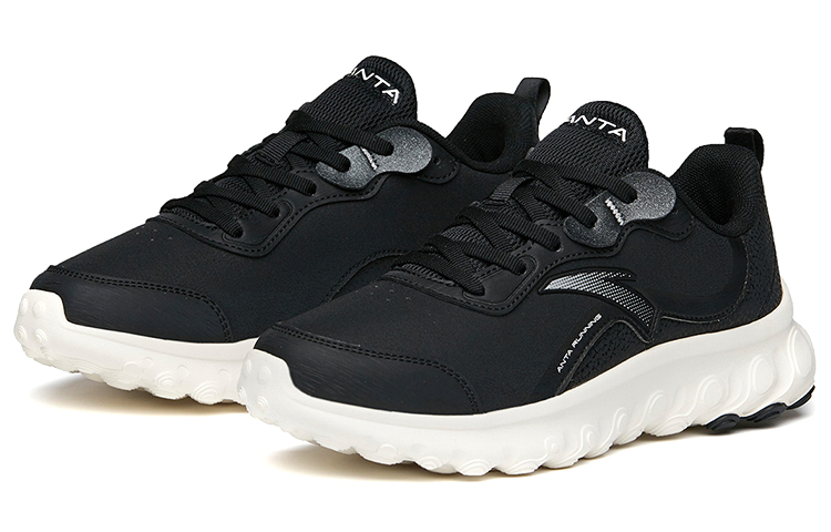 Anta Running Collection Lightweight Breathable Lightweight And Breathable Low top Running Shoes Women’s Black Silver