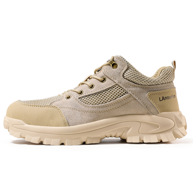 LANOUDUN Slip Resistant, Breathable, Impact Resistant Low top Outdoor Shoes Unisex Khaki