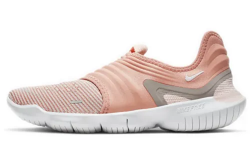 Nike Free RN Flyknit 3.0 feels barefoot and comfortable for sports. The fabric is non-slip and lightweight. Low-cut casual running shoes. Women's model. Gray pink.